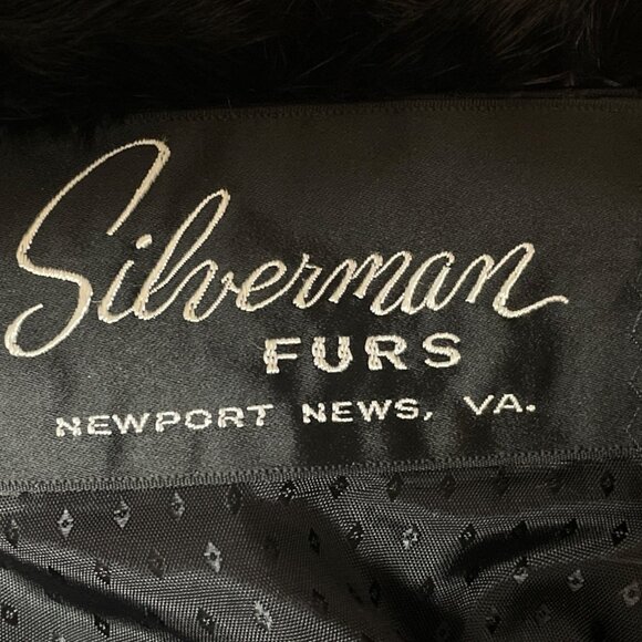 Silverman Furs Womens Black Mink Trim Leopard Print Coat Elegant Outerwear - Picture 8 of 9